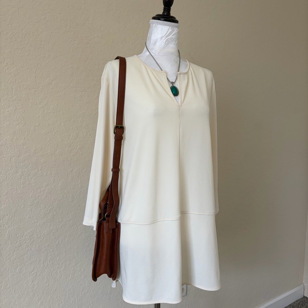 Lauren Ralph Lauren Keyhole Tunic Modern Cream‎ Minimalist Classic XL Workwear